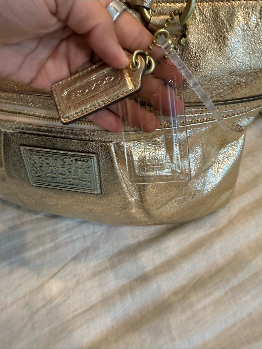 Coach Metallic Gold Leather Tote - Picture 5 of 6